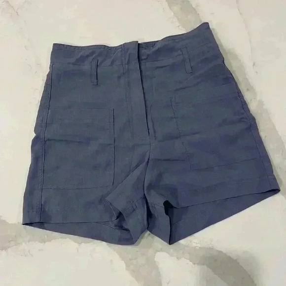 Shinestar High Waisted Flat Front Zipper Closure Shorts Dusty Blue Women's Small - Picture 1 of 5